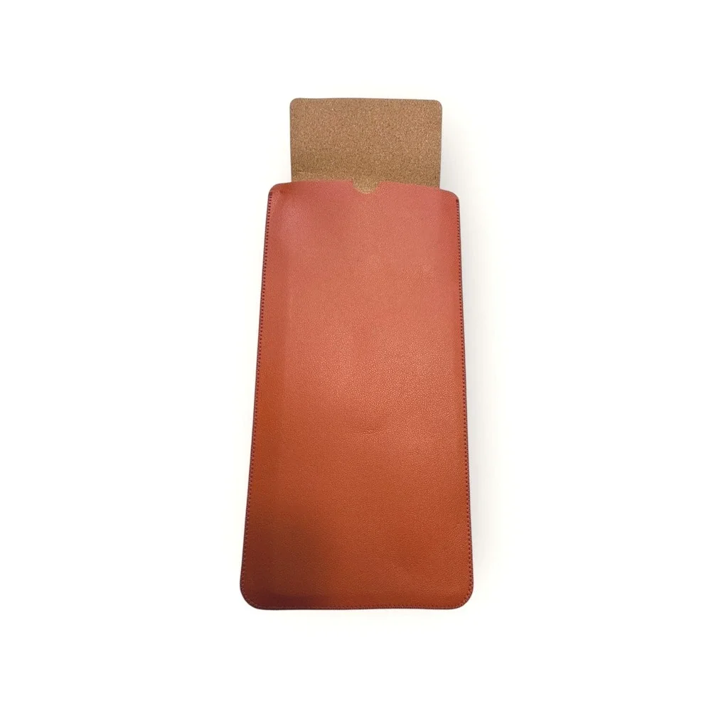 Leather Sleeve Case Pouch Holder for Phone or Small Tablet‎ - Cognac Brown